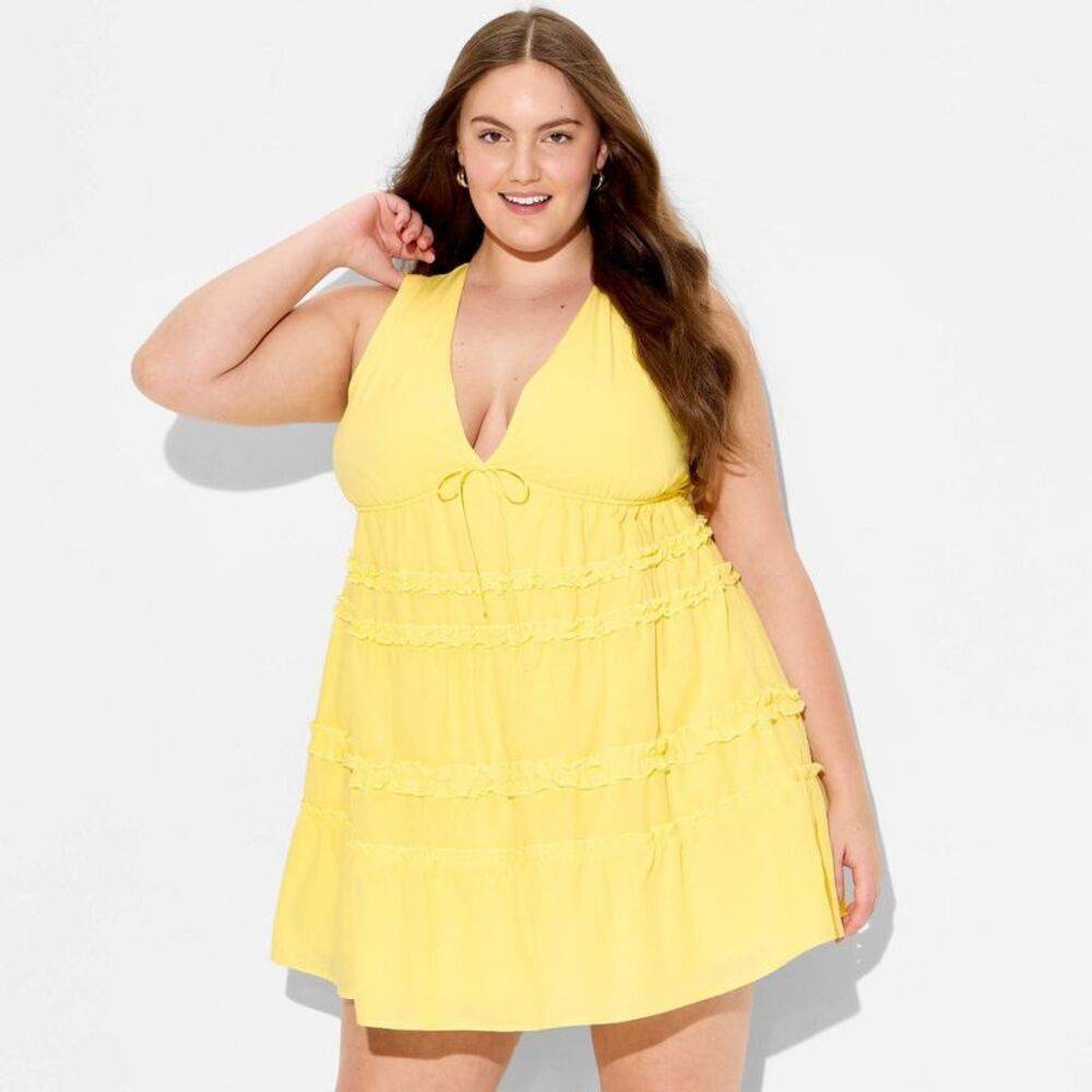 Women's Mini Tiered Ruffle Babydoll Dress - Wild Fable Yellow XXL